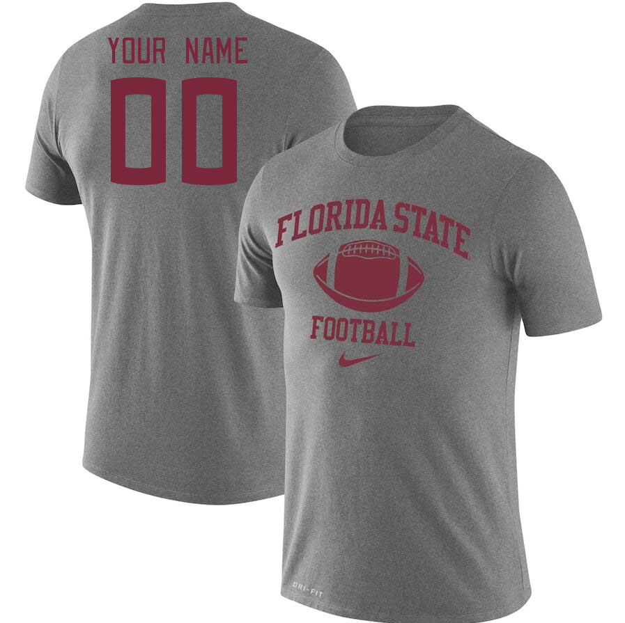 Custom Florida State Seminoles Name And Number College Tshirt-Gray